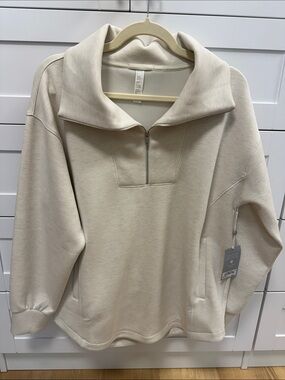 NWT Zella Cream Half-Zip Funnelneck Pullover